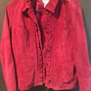 Chico’s Ruffled Suede Andrianna Suede Leather Jacket - 1